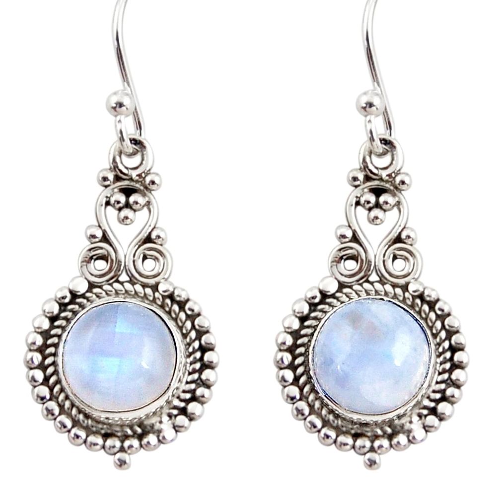 6.61cts natural rainbow moonstone 925 sterling silver dangle earrings r31266