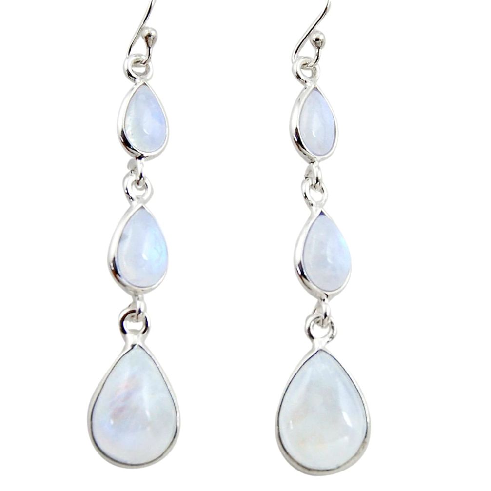 16.50cts natural rainbow moonstone 925 sterling silver dangle earrings r35089