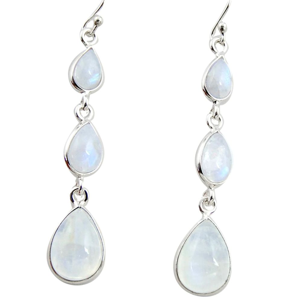 17.57cts natural rainbow moonstone 925 sterling silver dangle earrings r35097