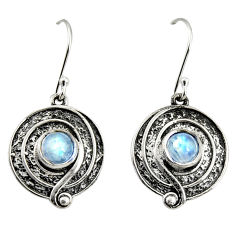Clearance Sale- 2.56cts natural rainbow moonstone 925 sterling silver dangle earrings r35156