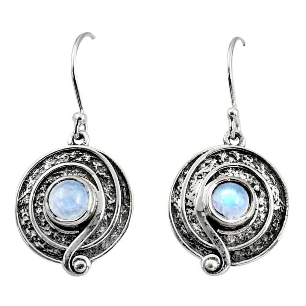 2.47cts natural rainbow moonstone 925 sterling silver dangle earrings r35157
