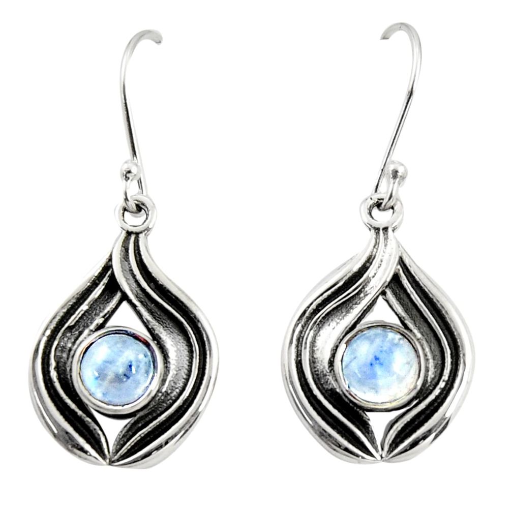 2.62cts natural rainbow moonstone 925 sterling silver dangle earrings r35178