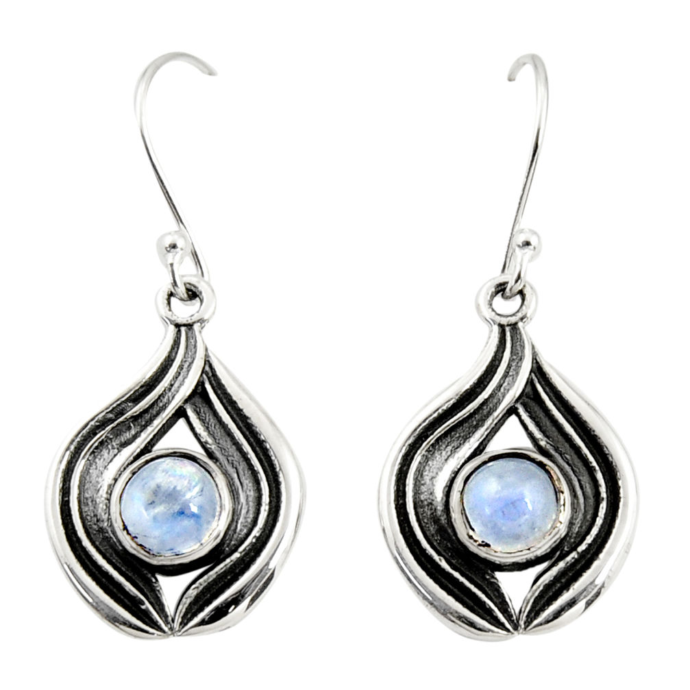 2.62cts natural rainbow moonstone 925 sterling silver dangle earrings r35179