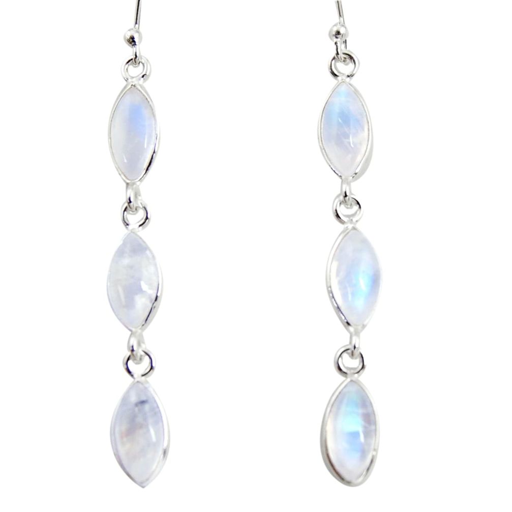 10.09cts natural rainbow moonstone 925 sterling silver dangle earrings r35290
