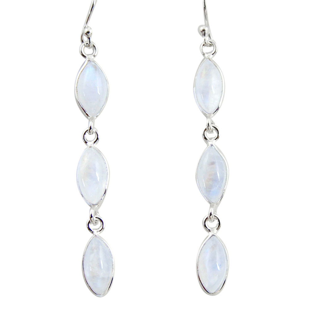 10.58cts natural rainbow moonstone 925 sterling silver dangle earrings r35295