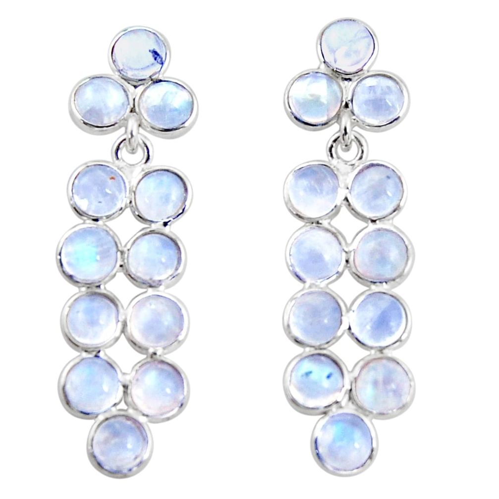 11.23cts natural rainbow moonstone 925 sterling silver dangle earrings r35519