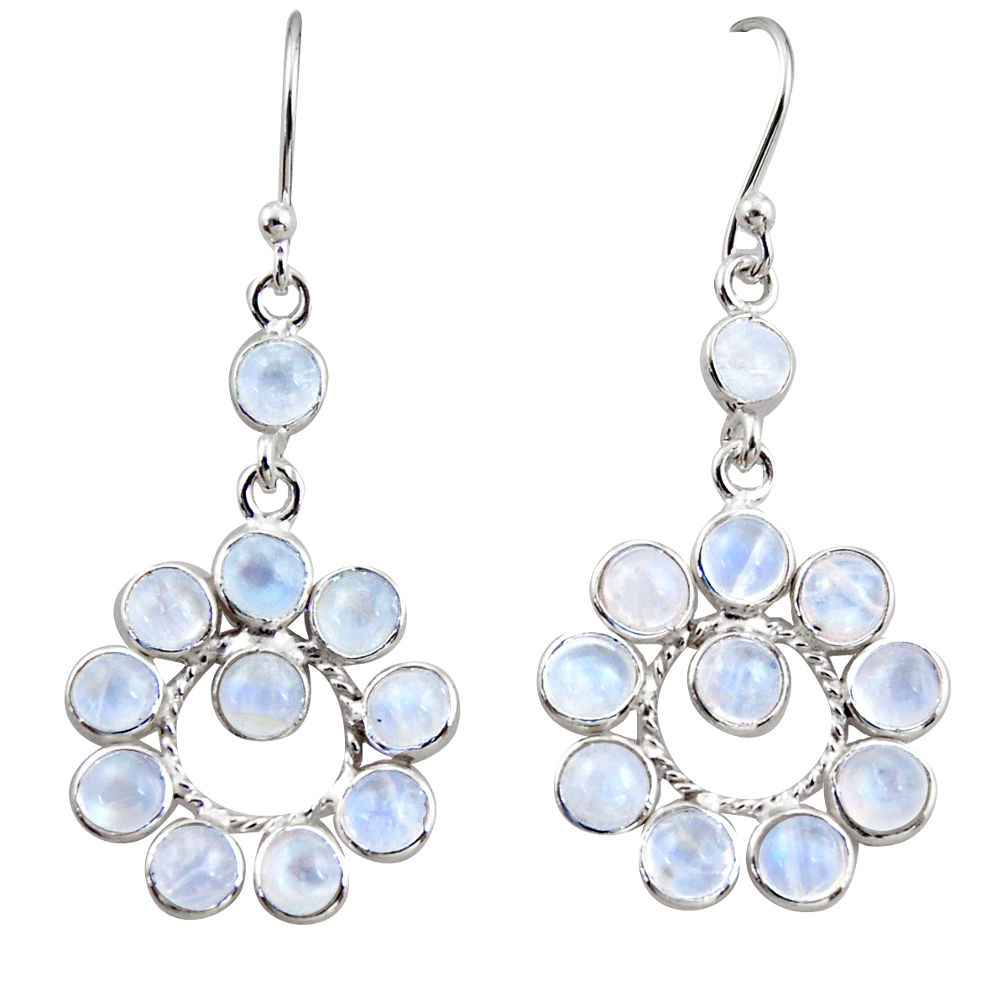 10.08cts natural rainbow moonstone 925 sterling silver dangle earrings r35536
