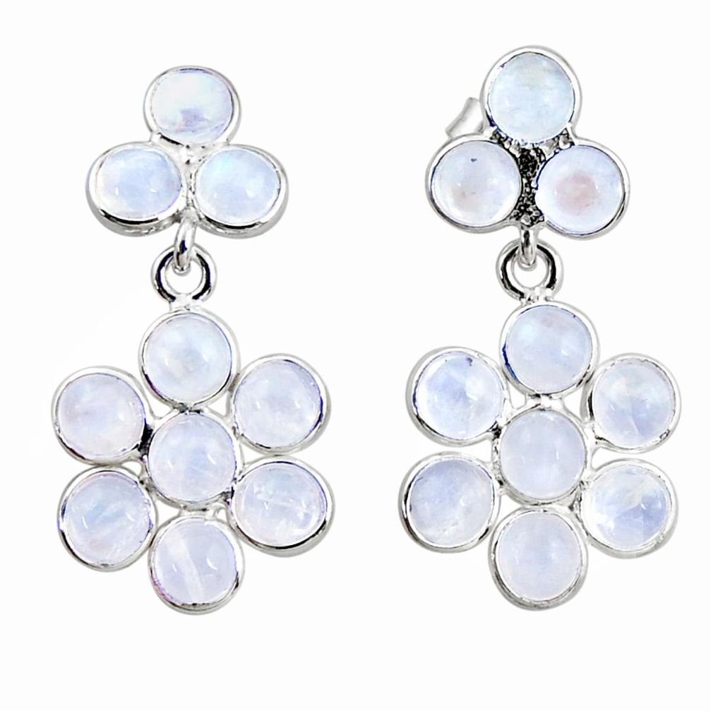 8.70cts natural rainbow moonstone 925 sterling silver dangle earrings r35556