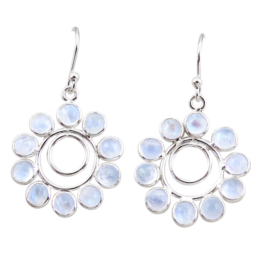 9.57cts natural rainbow moonstone 925 sterling silver dangle earrings r35577