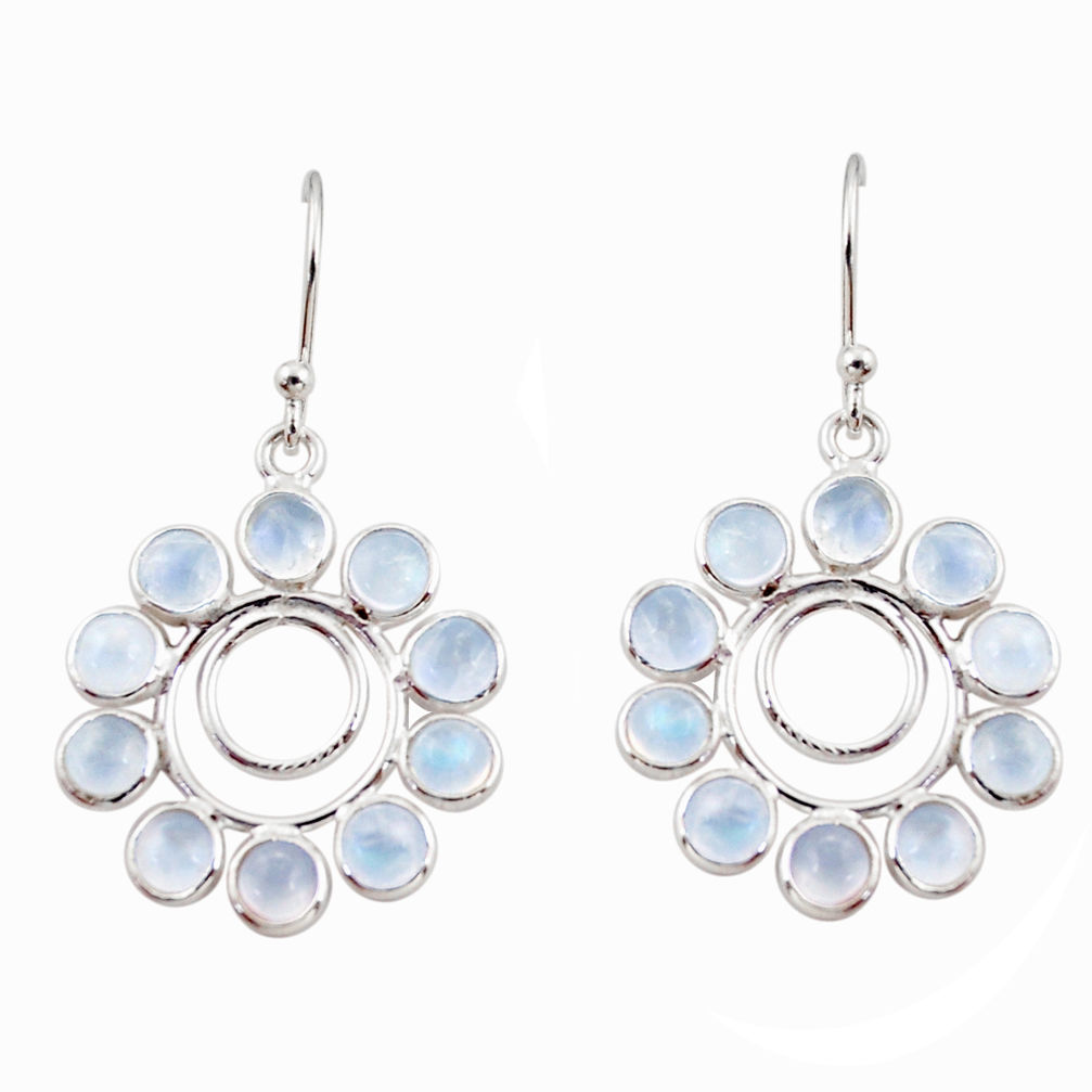 9.53cts natural rainbow moonstone 925 sterling silver dangle earrings r35578