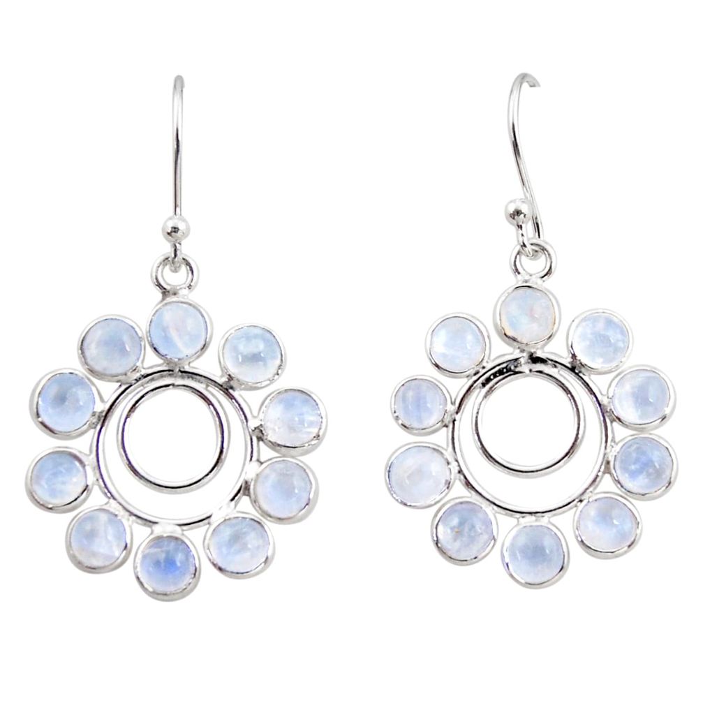 9.72cts natural rainbow moonstone 925 sterling silver dangle earrings r35579