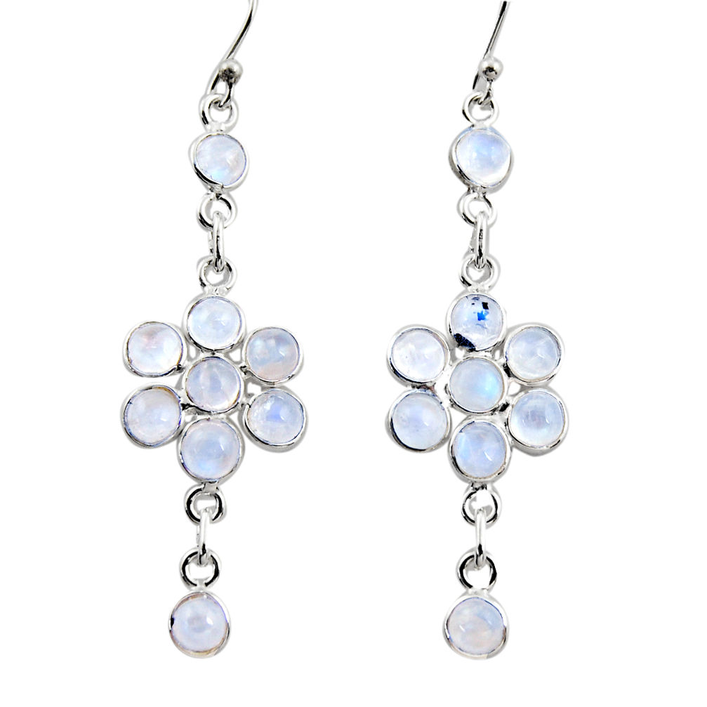 10.08cts natural rainbow moonstone 925 sterling silver dangle earrings r35654