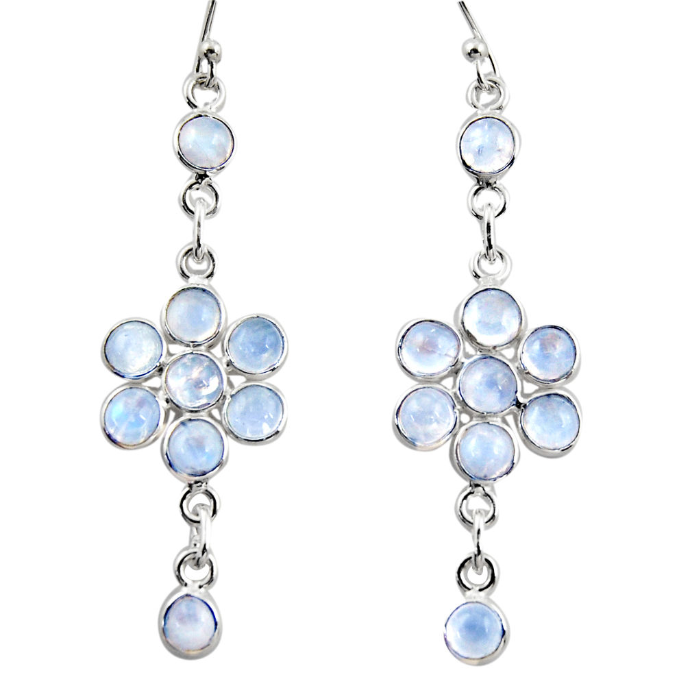 9.72cts natural rainbow moonstone 925 sterling silver dangle earrings r35655