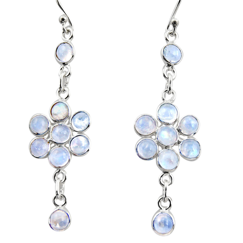 9.72cts natural rainbow moonstone 925 sterling silver dangle earrings r35656