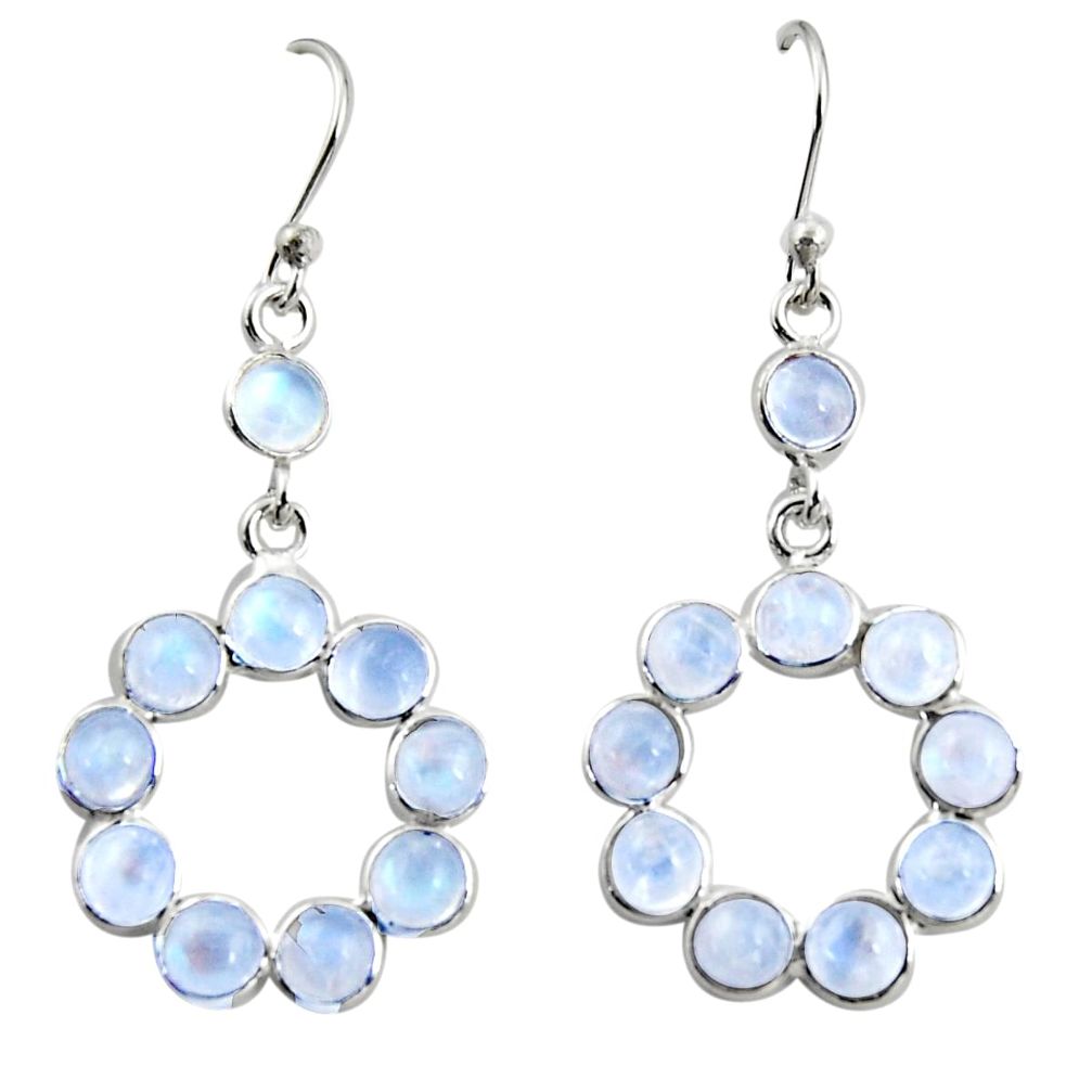 9.22cts natural rainbow moonstone 925 sterling silver dangle earrings r35691