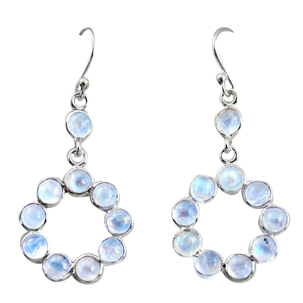 9.20cts natural rainbow moonstone 925 sterling silver dangle earrings r35697
