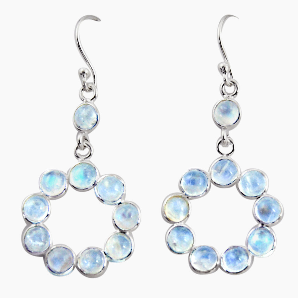 9.18cts natural rainbow moonstone 925 sterling silver dangle earrings r35700