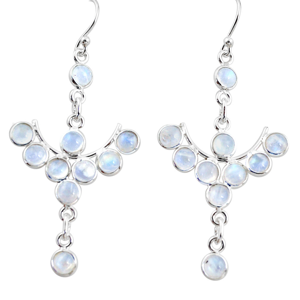 11.23cts natural rainbow moonstone 925 sterling silver dangle earrings r35771
