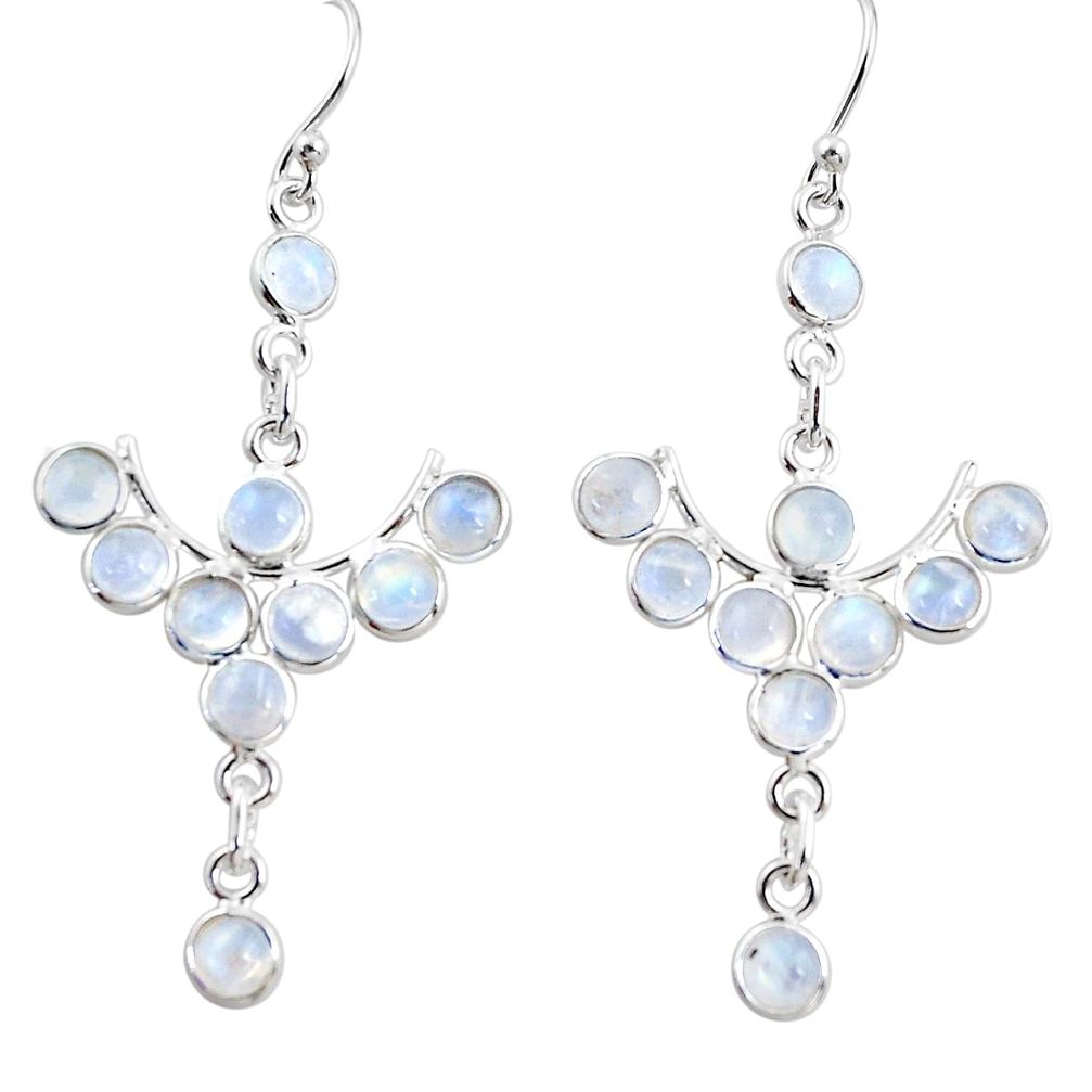 11.23cts natural rainbow moonstone 925 sterling silver dangle earrings r35773