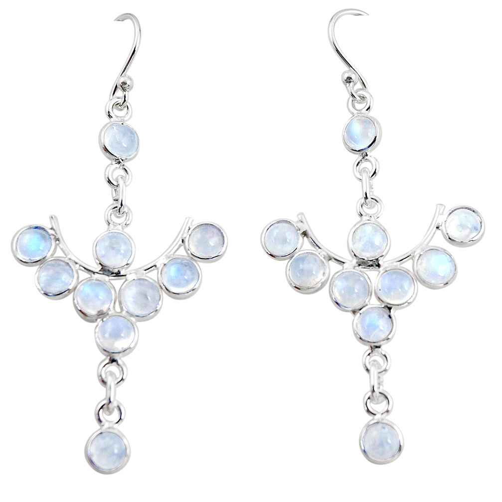 11.20cts natural rainbow moonstone 925 sterling silver dangle earrings r35775