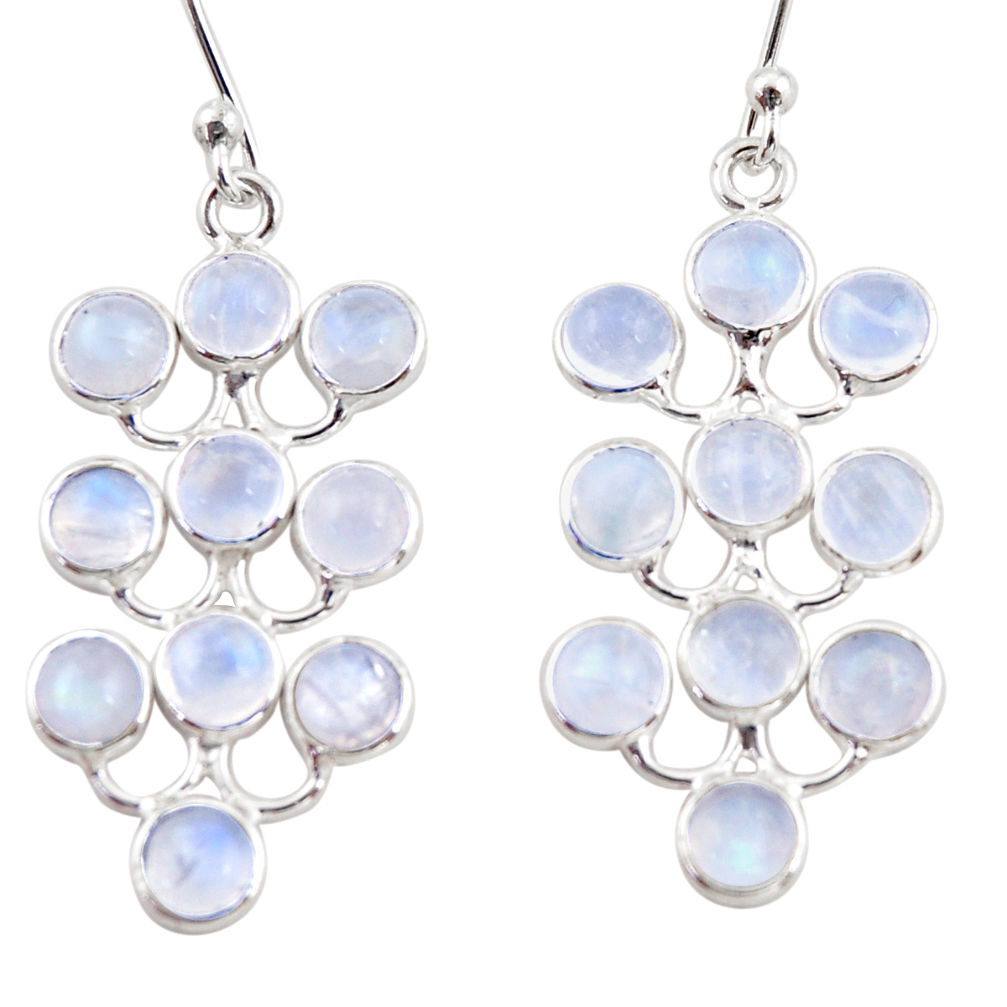 9.68cts natural rainbow moonstone 925 sterling silver dangle earrings r35813