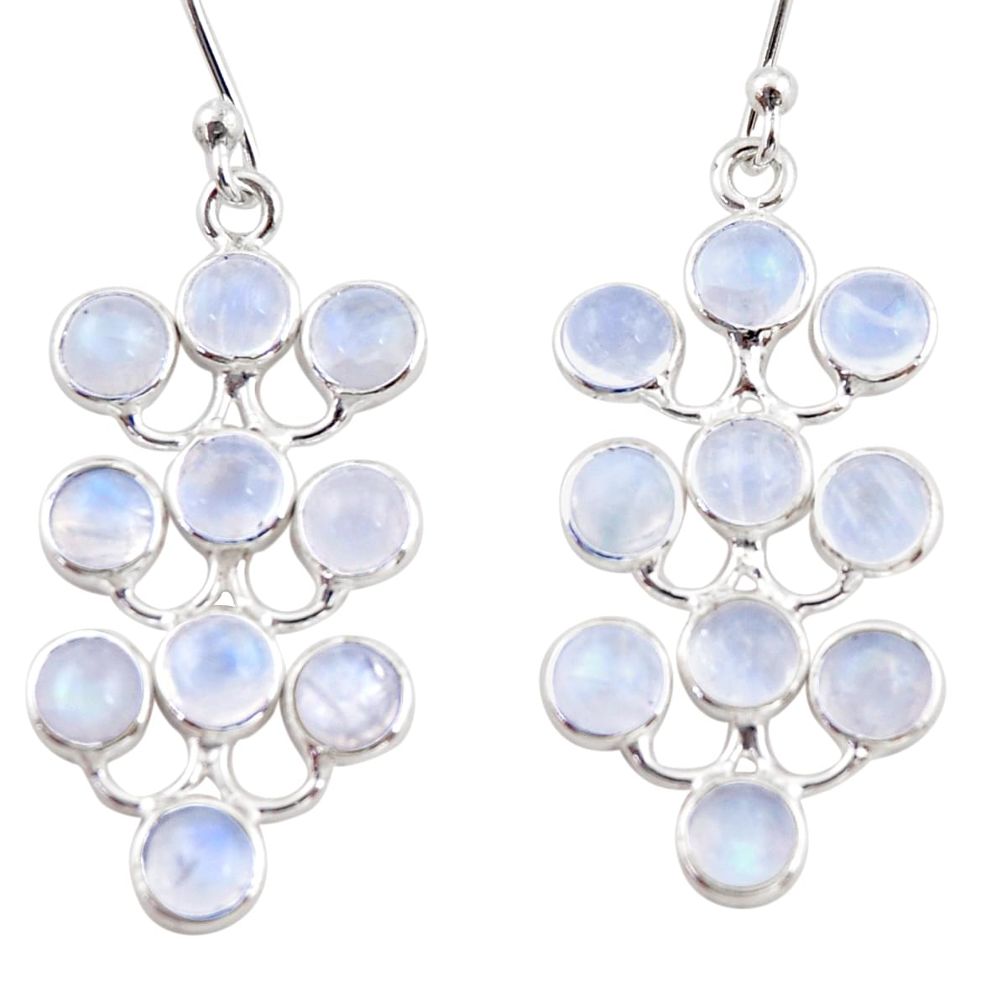 9.72cts natural rainbow moonstone 925 sterling silver dangle earrings r35816