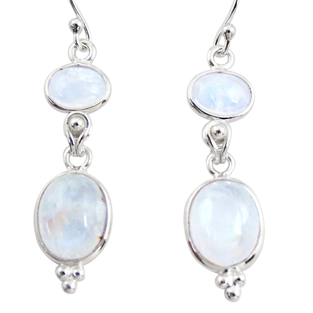 11.73cts natural rainbow moonstone 925 sterling silver dangle earrings r36534