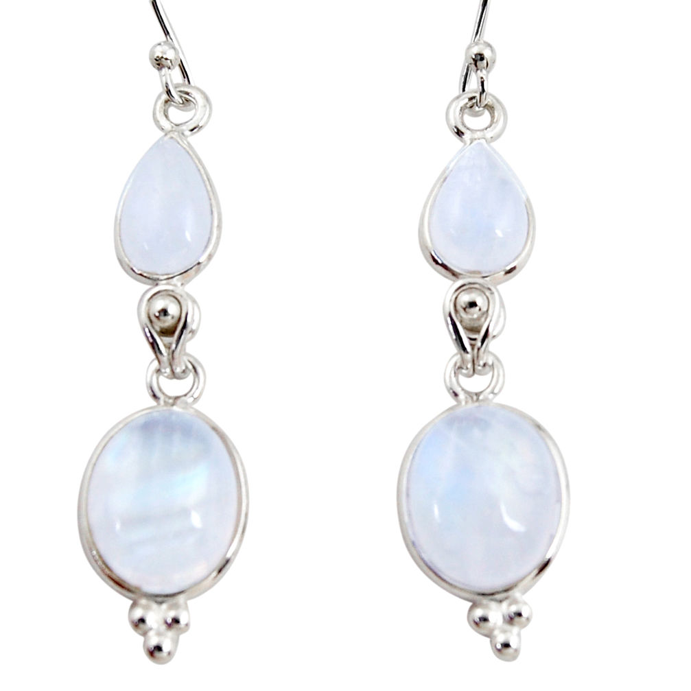 11.73cts natural rainbow moonstone 925 sterling silver dangle earrings r36536