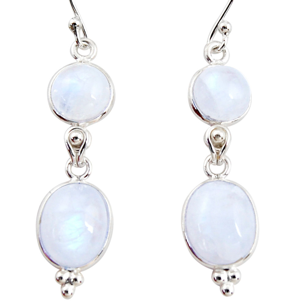 12.65cts natural rainbow moonstone 925 sterling silver dangle earrings r36538