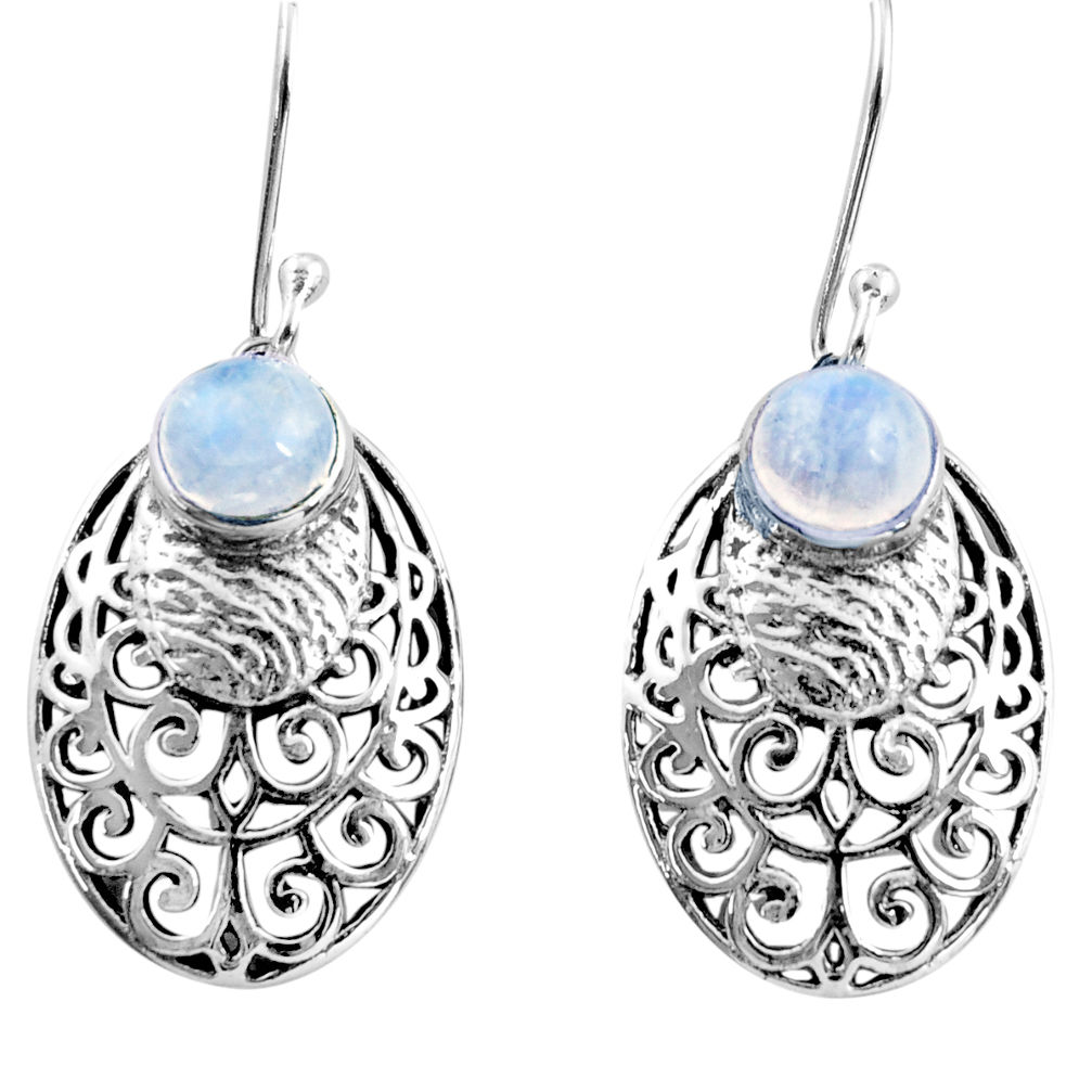 2.47cts natural rainbow moonstone 925 sterling silver dangle earrings r36600