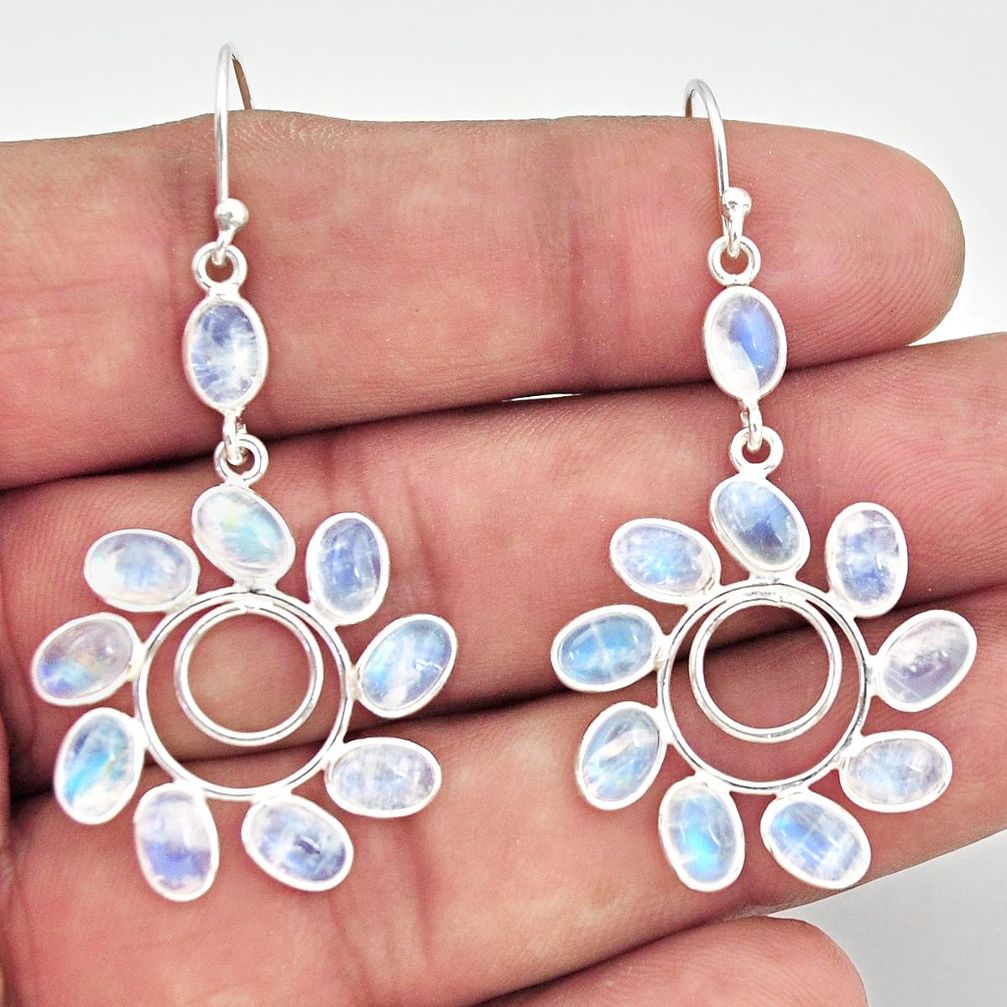 15.86cts natural rainbow moonstone 925 sterling silver dangle earrings r37455