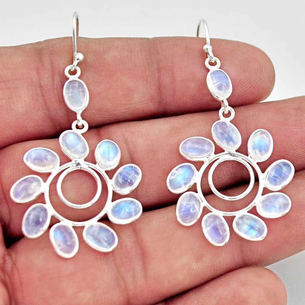 15.28cts natural rainbow moonstone 925 sterling silver dangle earrings r37459