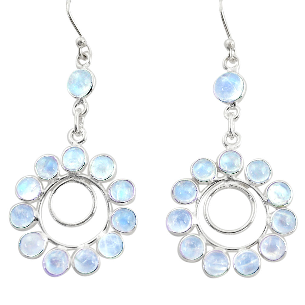 12.66cts natural rainbow moonstone 925 sterling silver dangle earrings r37498