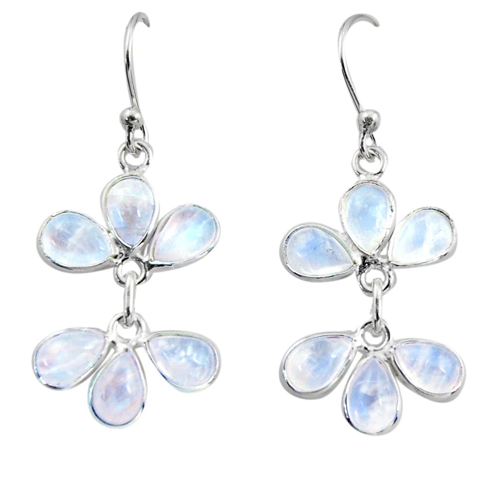 9.48cts natural rainbow moonstone 925 sterling silver dangle earrings r37577