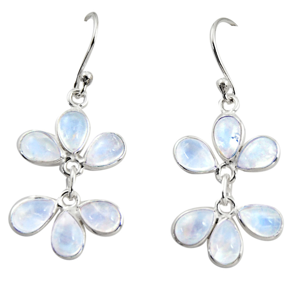 10.50cts natural rainbow moonstone 925 sterling silver dangle earrings r37578