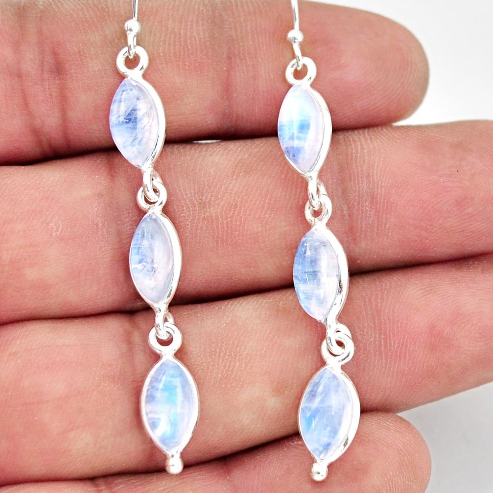 14.18cts natural rainbow moonstone 925 sterling silver dangle earrings r37761