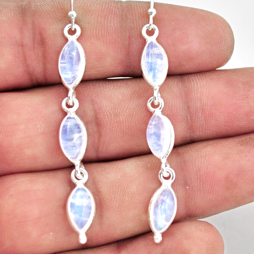 12.35cts natural rainbow moonstone 925 sterling silver dangle earrings r37762