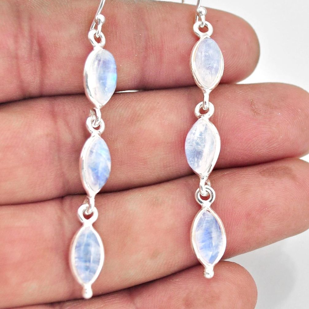 13.60cts natural rainbow moonstone 925 sterling silver dangle earrings r38116
