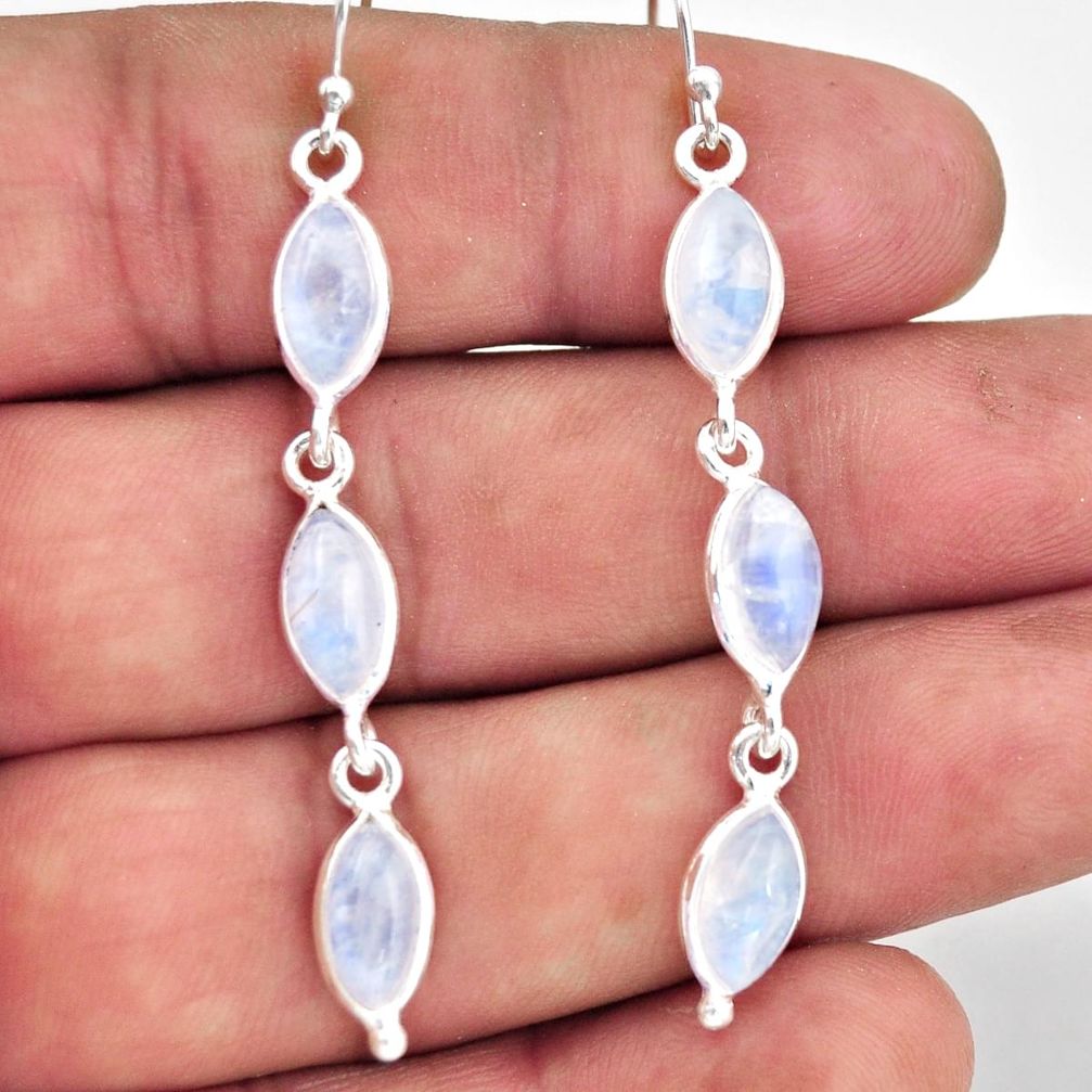 13.60cts natural rainbow moonstone 925 sterling silver dangle earrings r38117