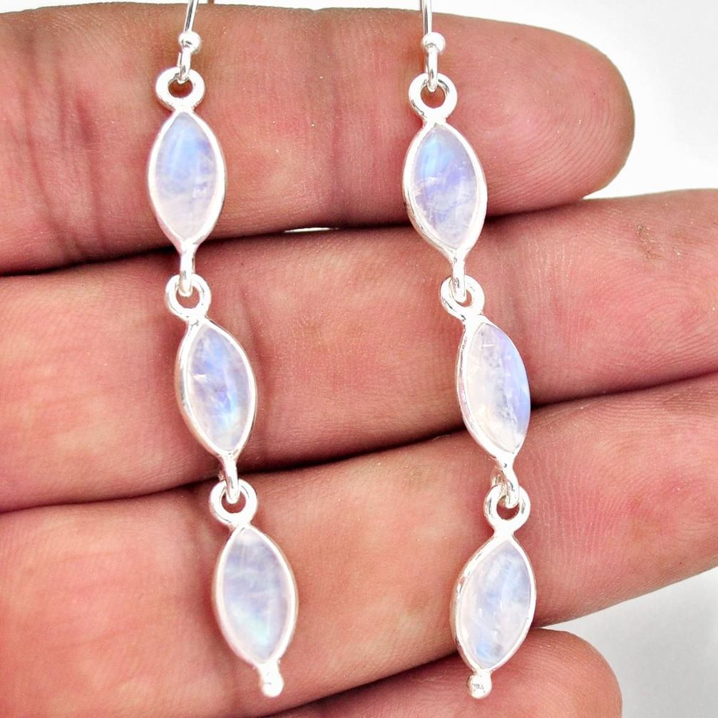 12.35cts natural rainbow moonstone 925 sterling silver dangle earrings r38120