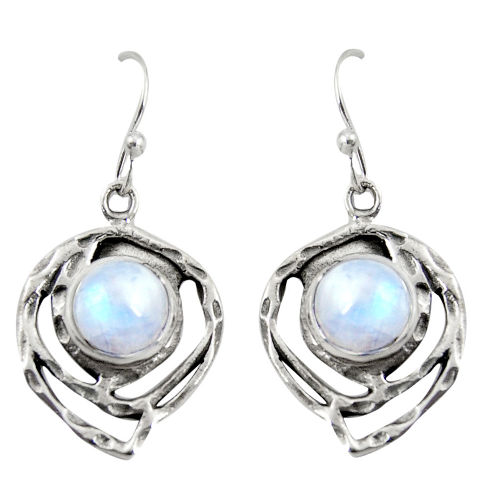 5.75cts natural rainbow moonstone 925 sterling silver dangle earrings r39178