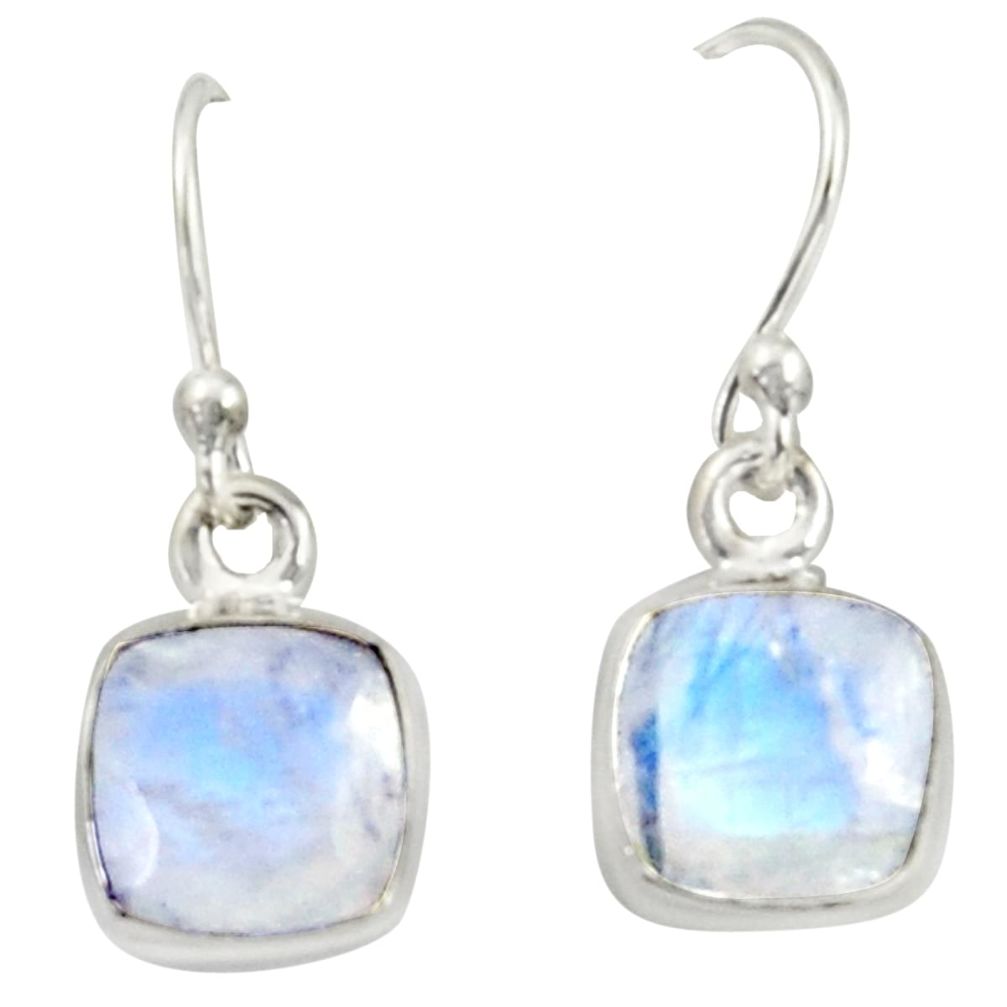 4.63cts natural rainbow moonstone 925 sterling silver dangle earrings r41116