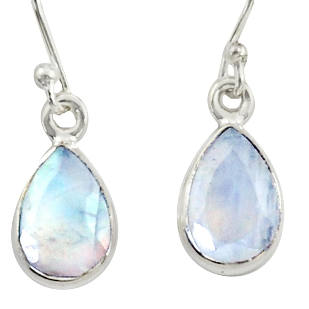4.28cts natural rainbow moonstone 925 sterling silver dangle earrings r41118