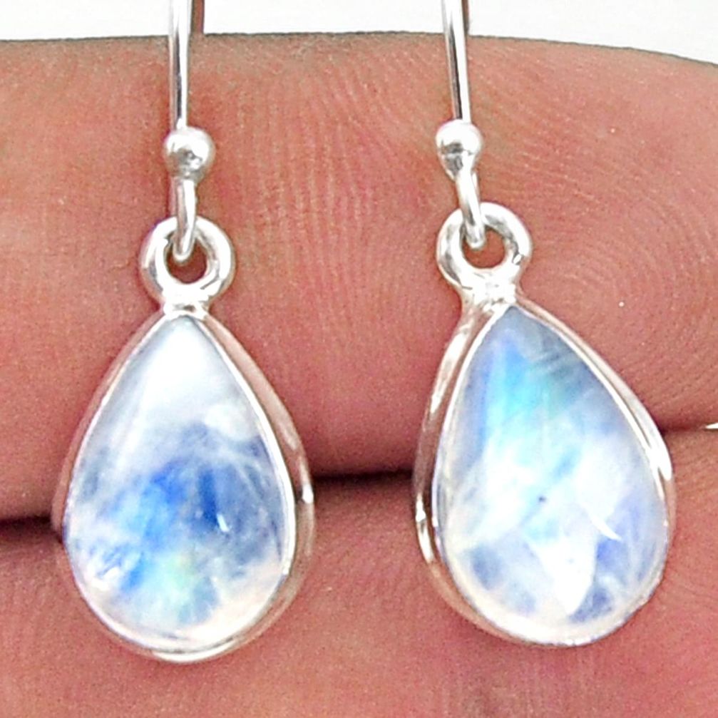 7.88cts natural rainbow moonstone 925 sterling silver dangle earrings r41159