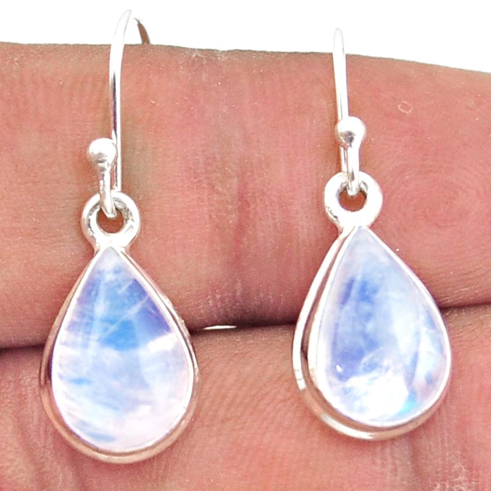 7.35cts natural rainbow moonstone 925 sterling silver dangle earrings r41171