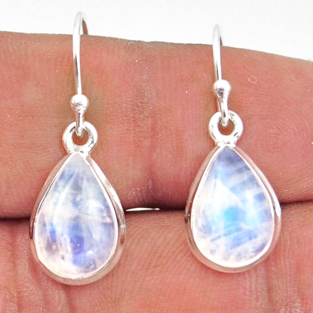 7.40cts natural rainbow moonstone 925 sterling silver dangle earrings r41178