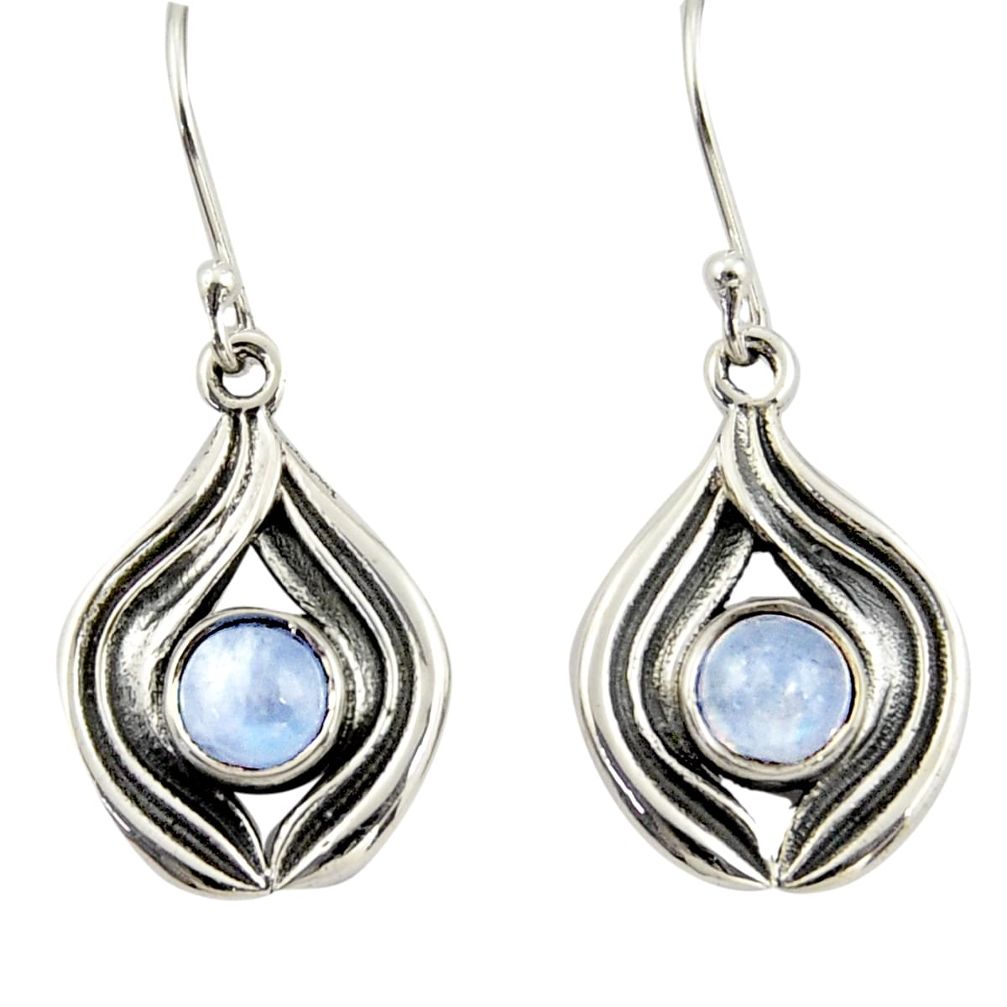 2.36cts natural rainbow moonstone 925 sterling silver dangle earrings r42073