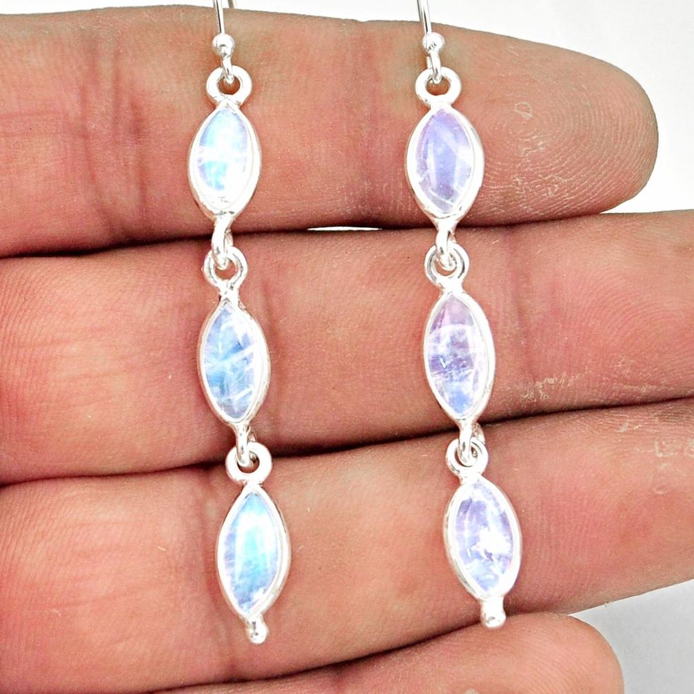 10.33cts natural rainbow moonstone 925 sterling silver dangle earrings r42102