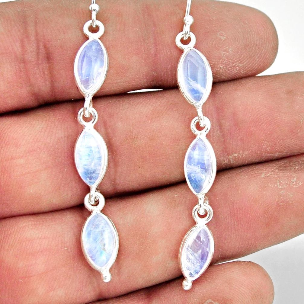 10.86cts natural rainbow moonstone 925 sterling silver dangle earrings r42106
