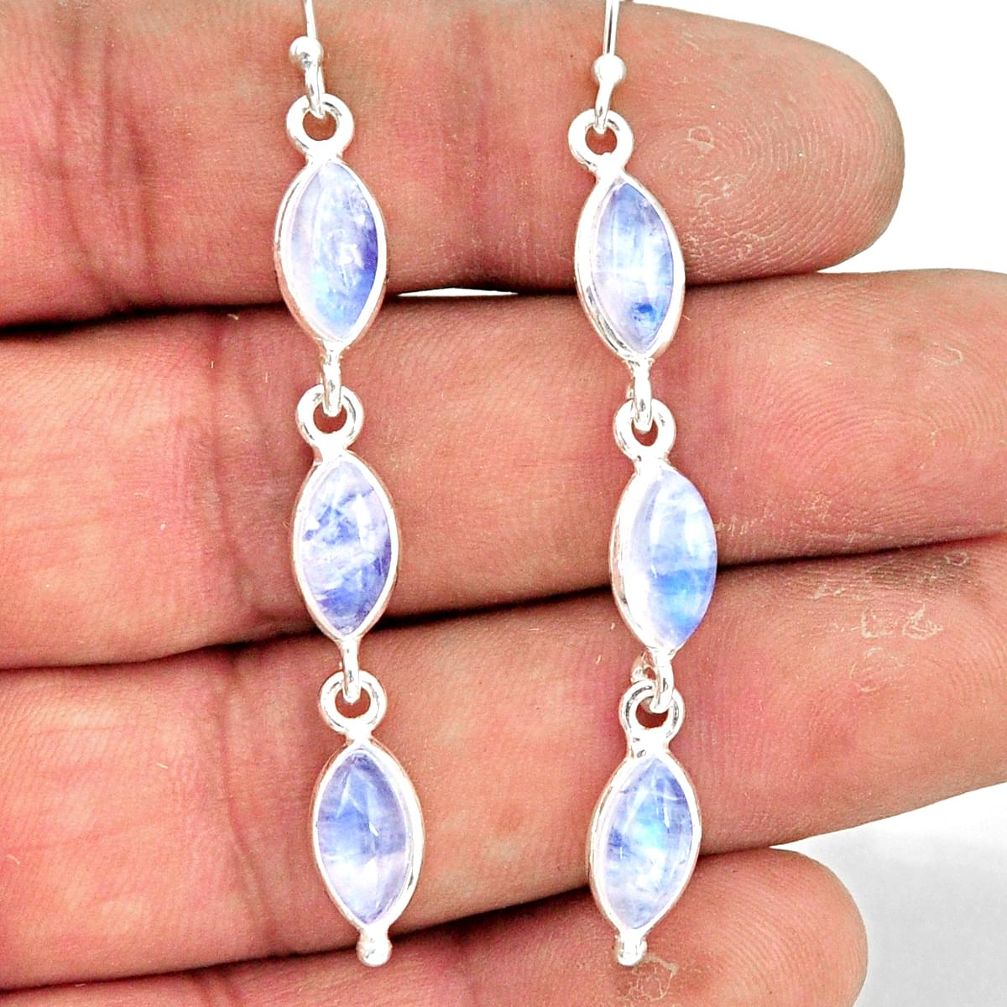 11.82cts natural rainbow moonstone 925 sterling silver dangle earrings r42107